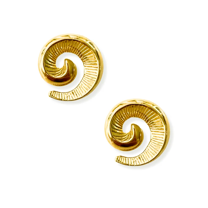 Ladies bold earrings-Textured Spiral Earring