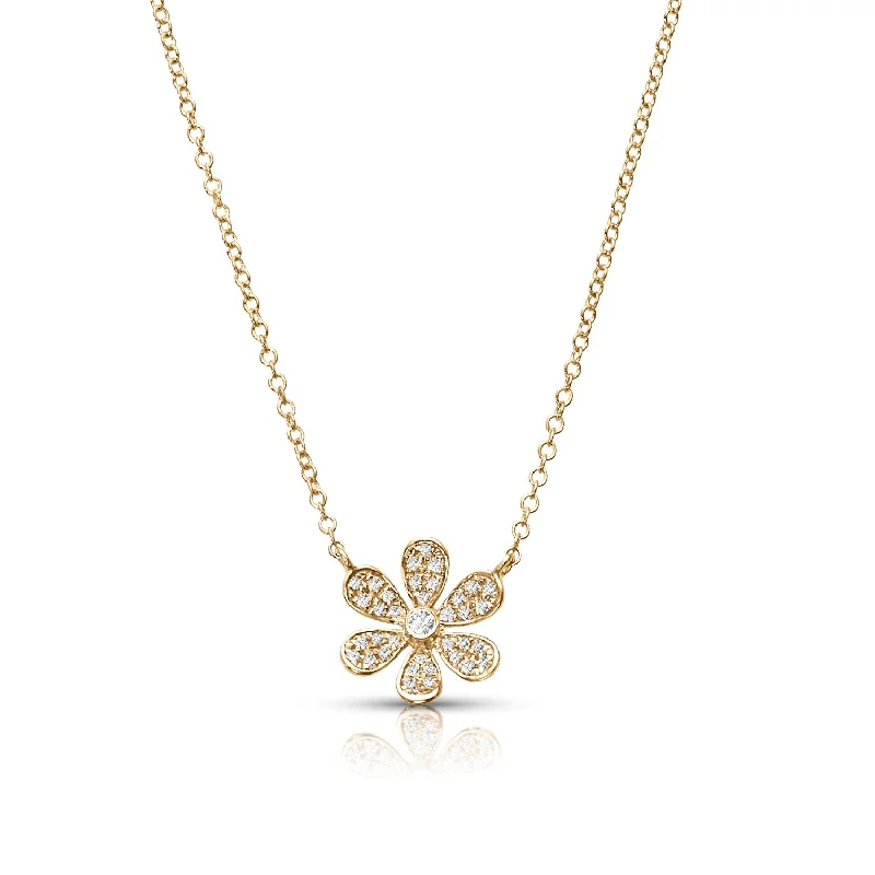 Ladies cross necklaces-0.12 ctw Diamond Flower Necklace Pendant