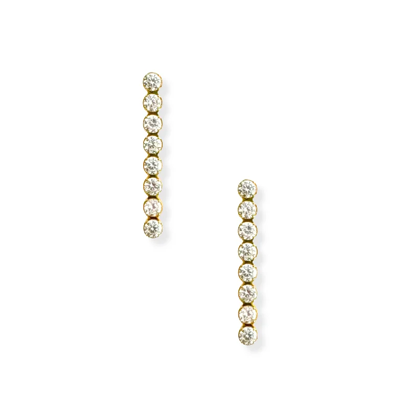 Ladies large stud earrings-Pavé Bar Earring