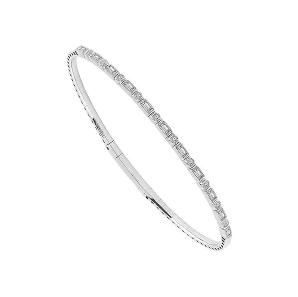 White Gold 3/8CTW Baghuette/Round Diamond Flexi Bangle