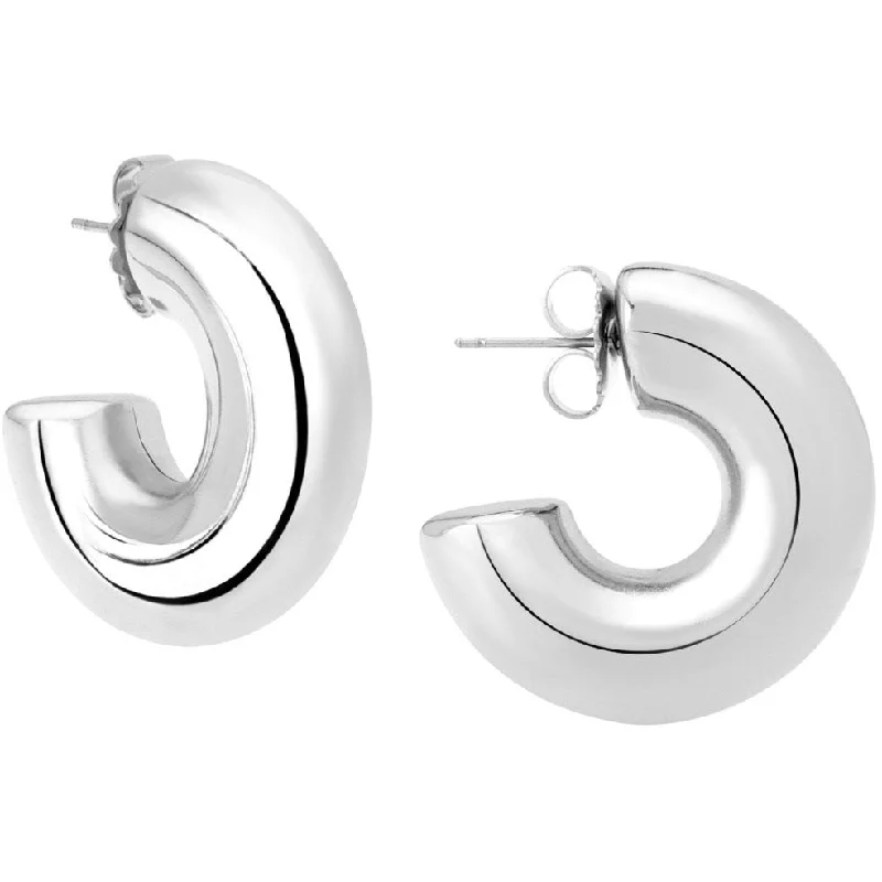 Ladies drop earrings-Silver small hoop