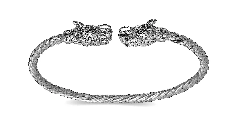 Better Jewelry Dragon Ends Coiled Rope West Indian Bangle .925 Sterling Silver (MADE IN USA) (1 piece)