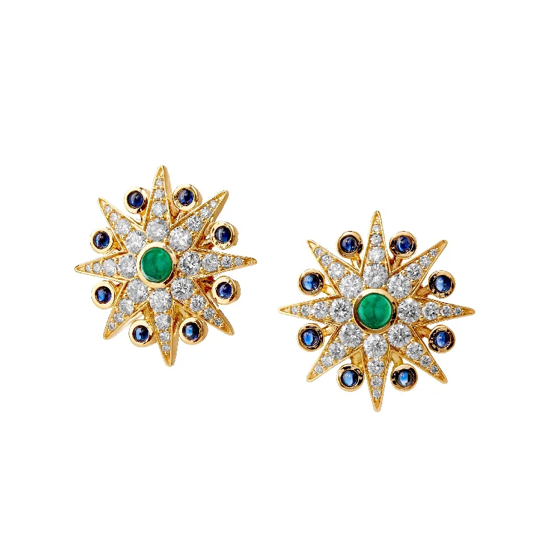 Ladies geometric drop earrings-Diamond Starburst Earrings