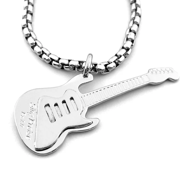 Ladies love necklaces-Electric Guitar Sing Praise Rhodium Finish Heavy Chain Necklace