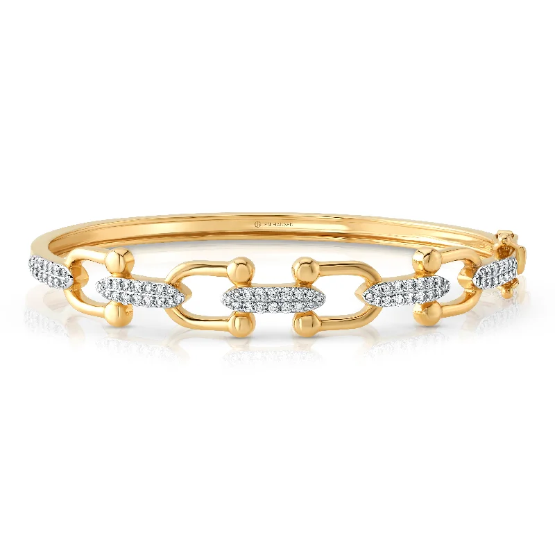 HORSEBIT DIAMOND BANGLE, 14kt GOLD