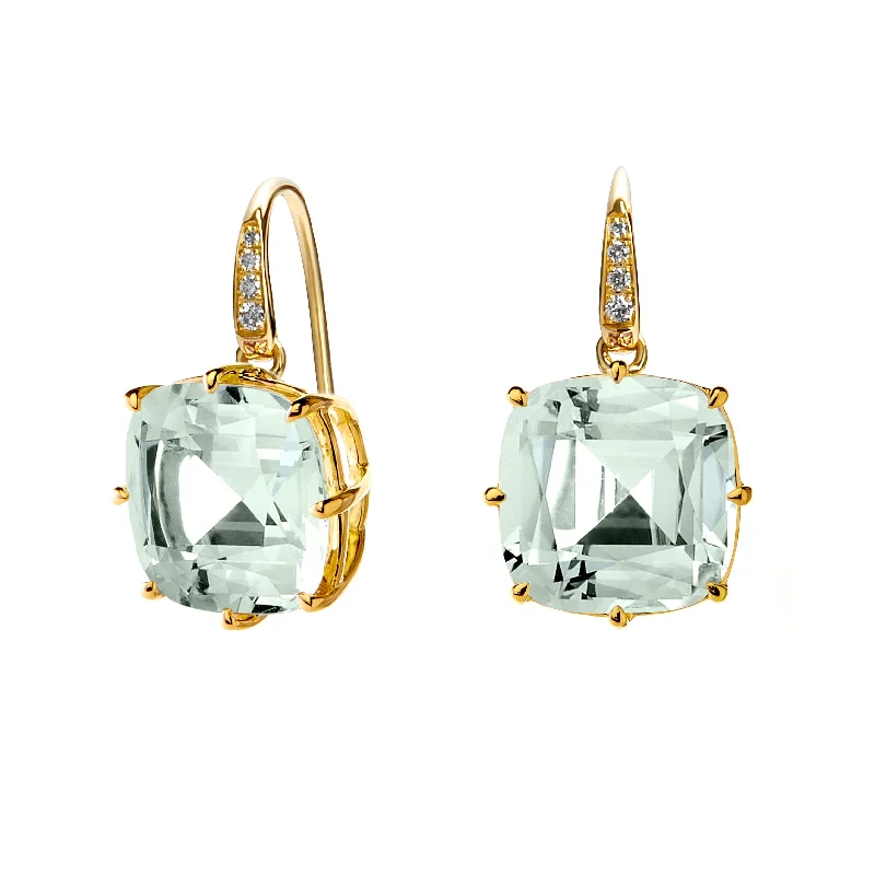 Ladies ruby earrings-Cushion Diamond Earrings