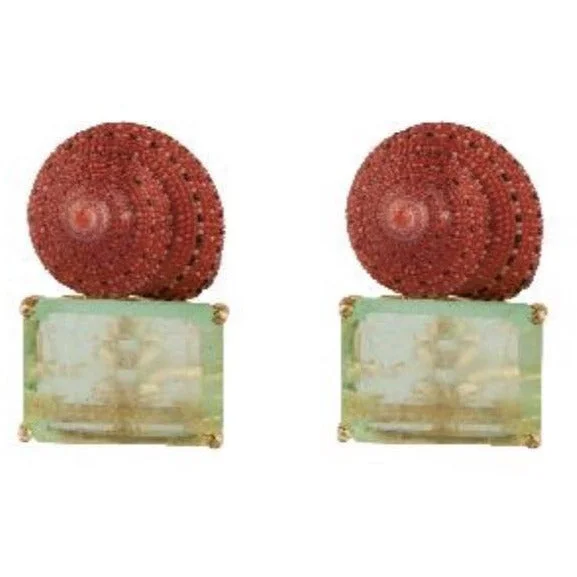 Ladies ruby earrings-Fluorite red shell