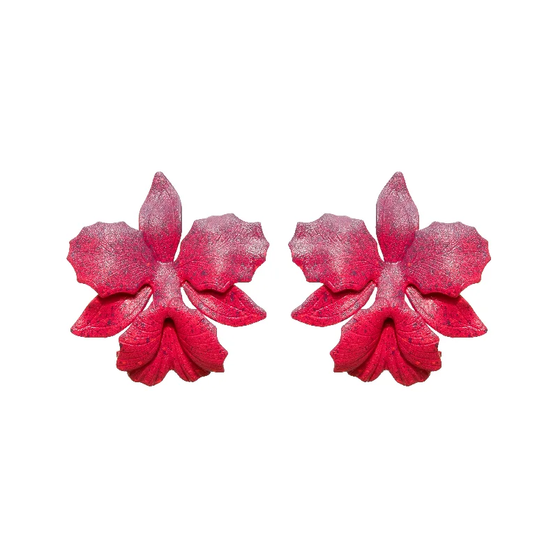 Ladies pearl stud earrings-Laelia Orchid Studs