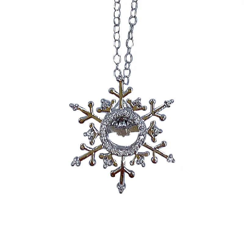 Ladies delicate necklaces-Disney Enchanted Frozen 0.10 ctw diamond snowflake 14kt white gold