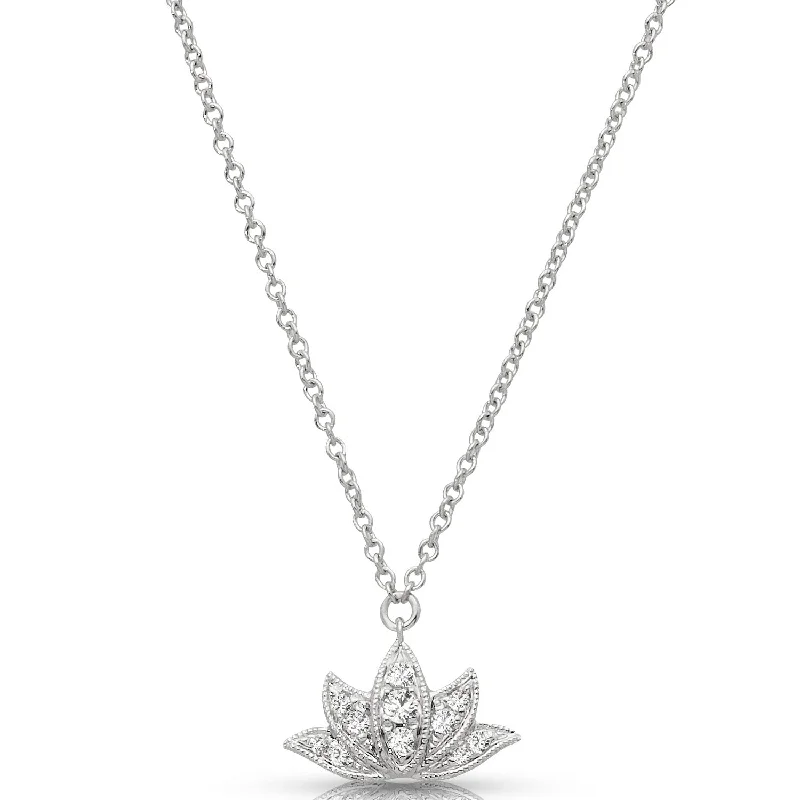 Ladies zodiac necklaces-0.10 ctw Diamond Milgrain Leaves Necklace Pendant