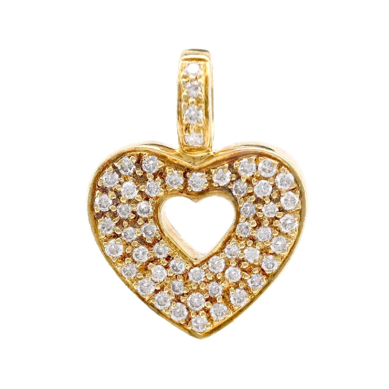 Ladies silver heart necklaces-Maison Poiray French Vintage Diamond 18K Yellow Gold Heart Pendant