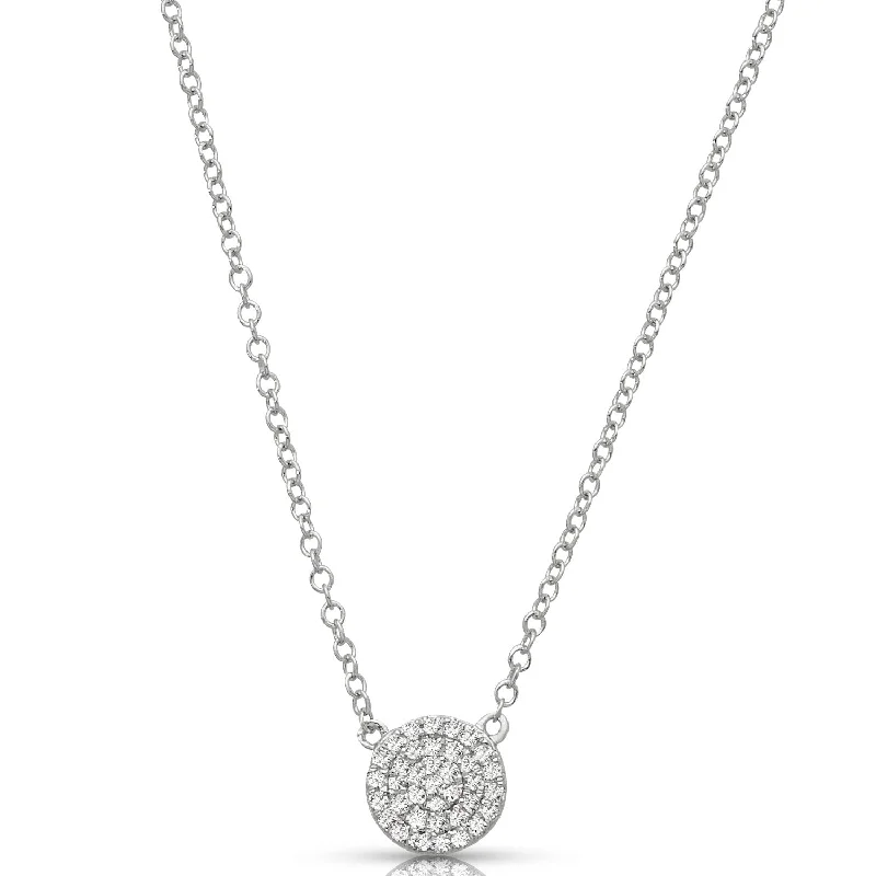 Ladies anchor necklaces-0.10 ctw Diamond Pave Cluster Necklace Pendant