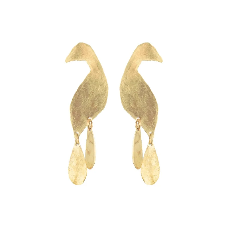 Ladies gold drop earrings-Petite Peacock Earrings