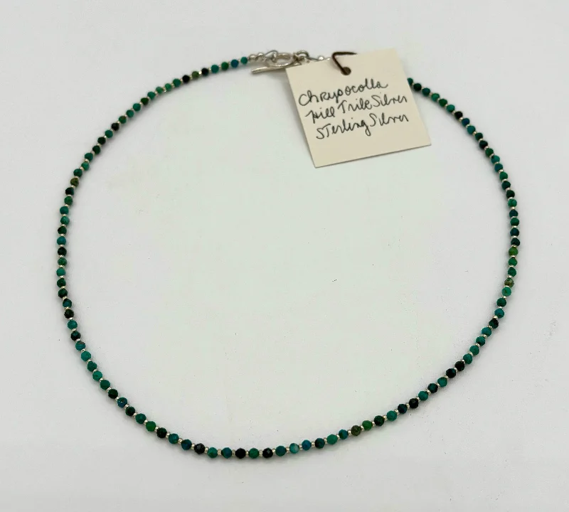 Ladies butterfly necklaces-Chrysocolla Hill Tribe and Sterling Silver Necklace