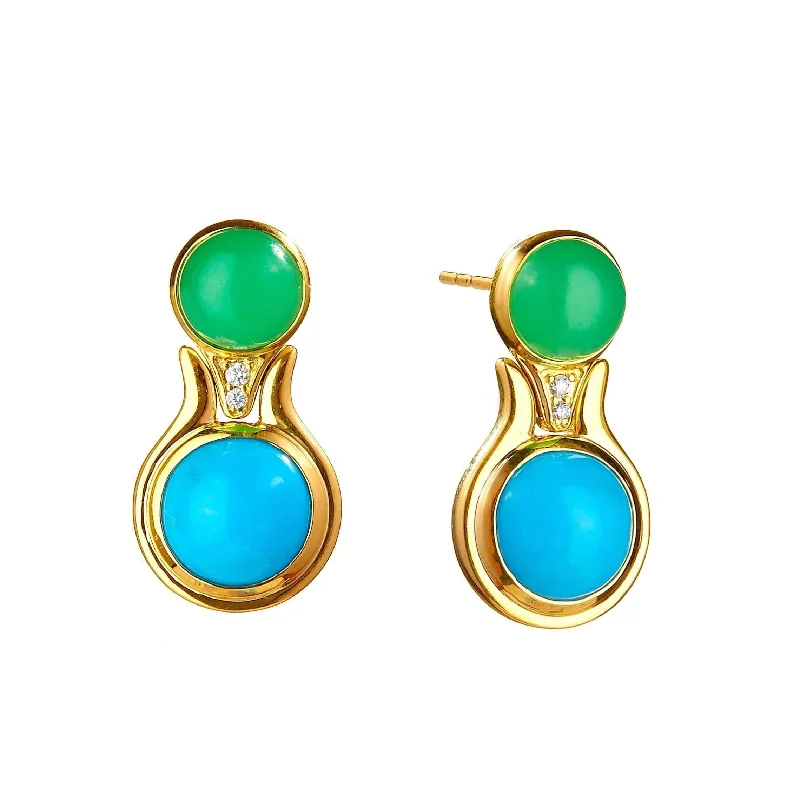 Ladies statement earrings-Cabochon Drop Earrings