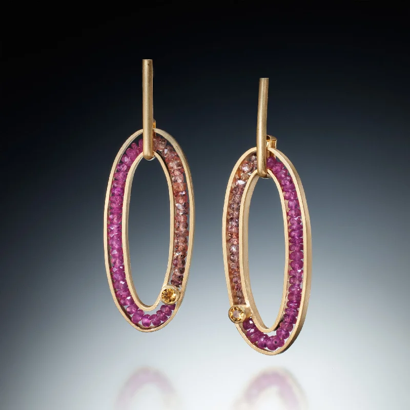 Ladies gold hoop earrings-Gemstone Oval Earrings (gold)