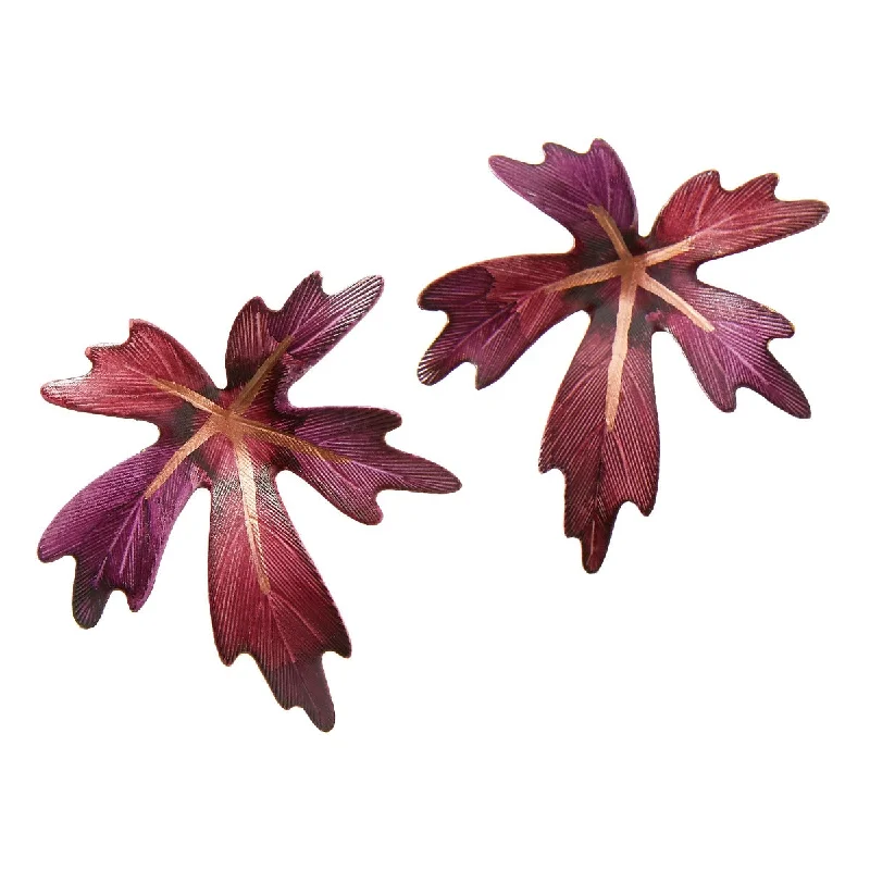 Ladies enamel earrings-Plum Maple Earrings