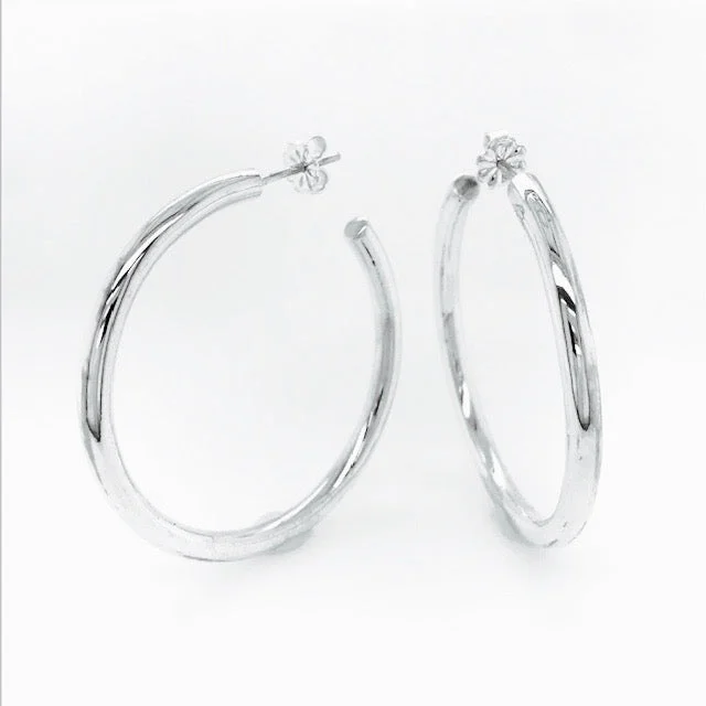 Ladies drop earrings-Large Tube Hoop Earrings