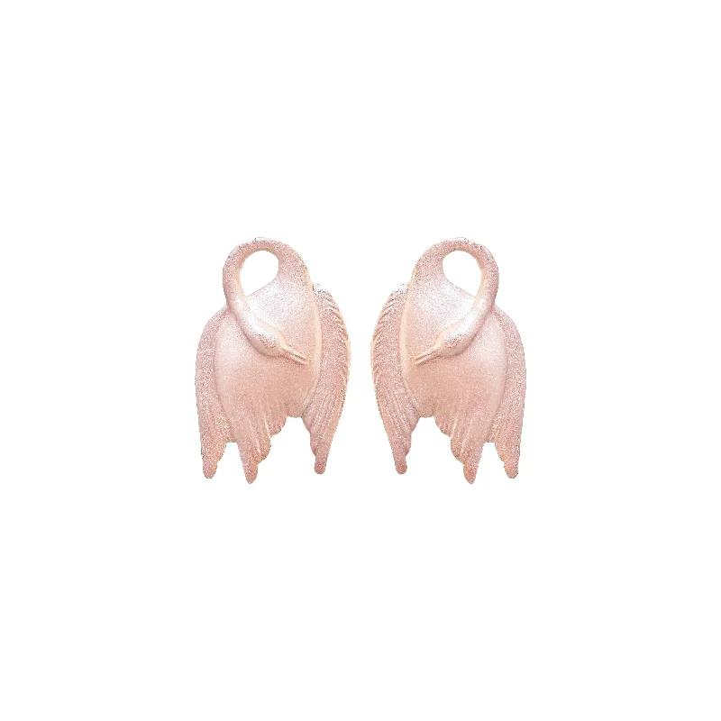 Ladies enamel earrings-Little Blush Swan Earrings