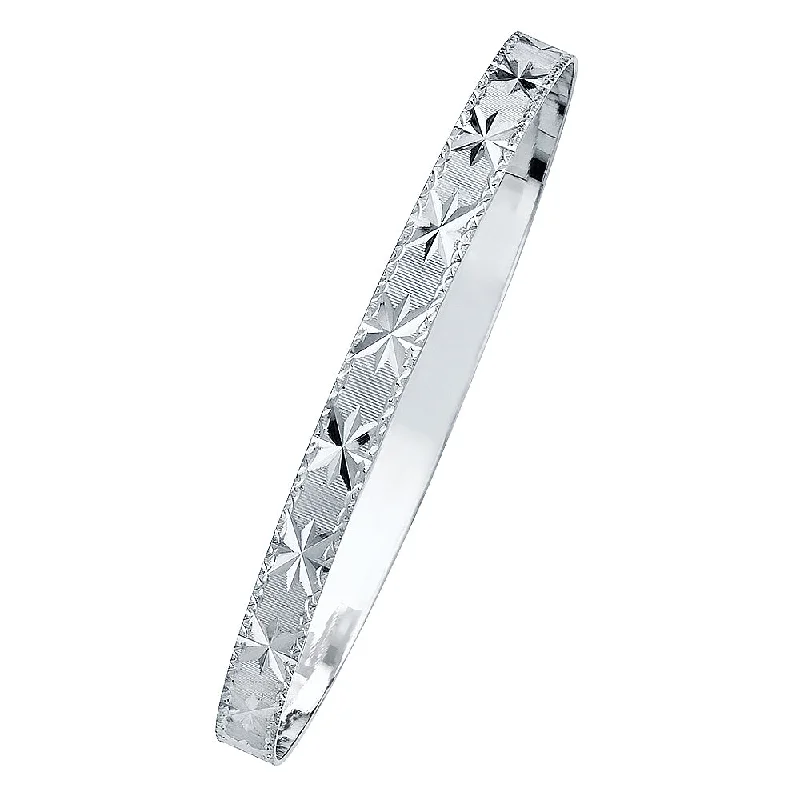 14K WHITE GOLD SOLID BANGLE