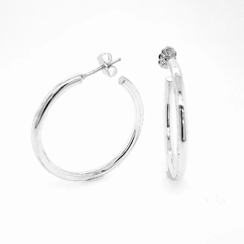 Ladies casual earrings-Medium Tube Hoop