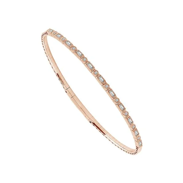 Rose Gold 3/8CTW Baghuette/Round Diamond Flexi Bangle