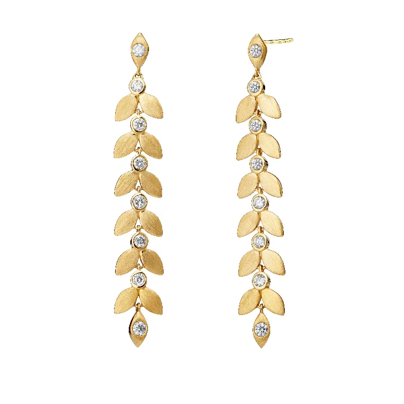 Ladies clip-on earrings-Leaf Drop Earrings