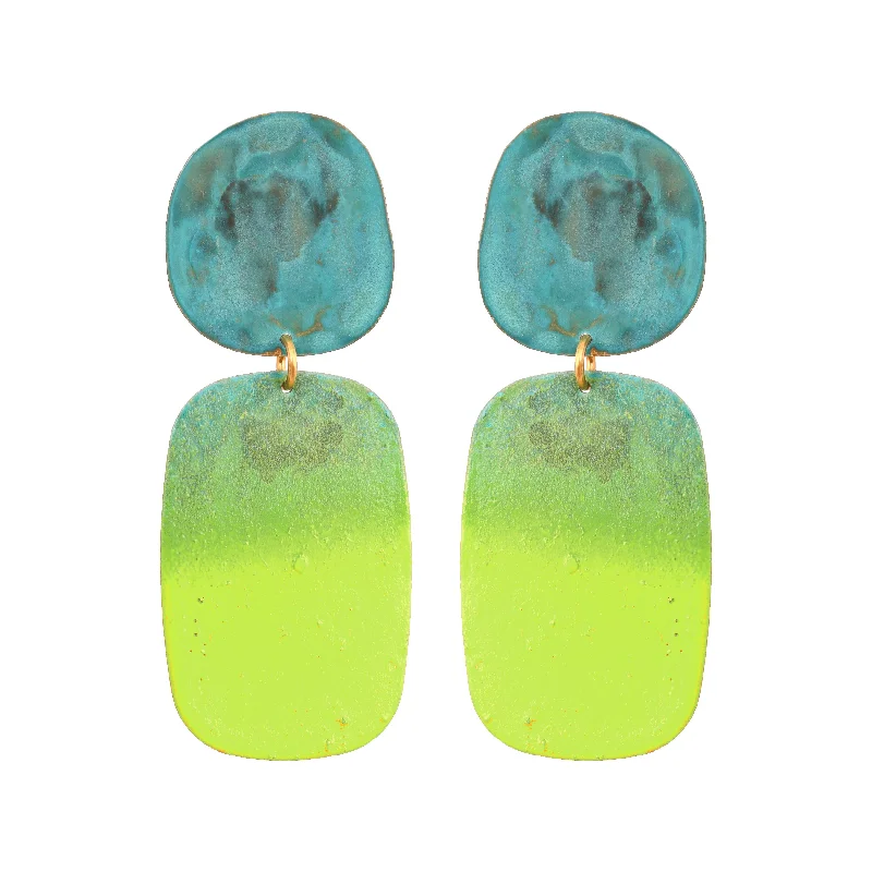 Ladies triangle earrings-Lime Keke Earrings