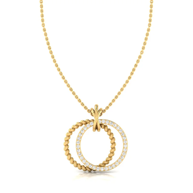 Ladies layered gemstone necklaces-Interlocking Gold Necklace with Lab Grown Diamonds