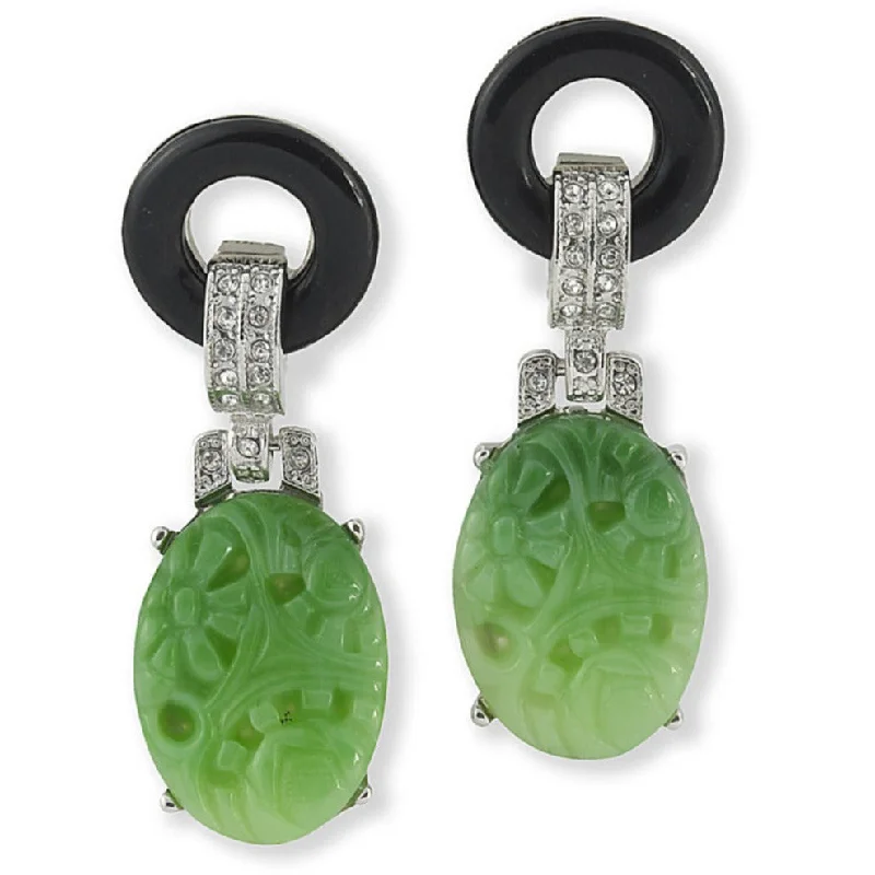 Ladies butterfly earrings-Jade Art Deco Earring