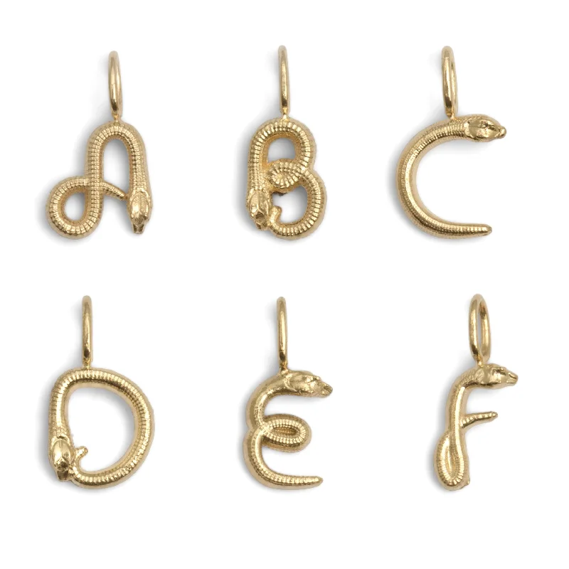 Ladies cross necklaces-Yellow Gold Nagini Letter Charm