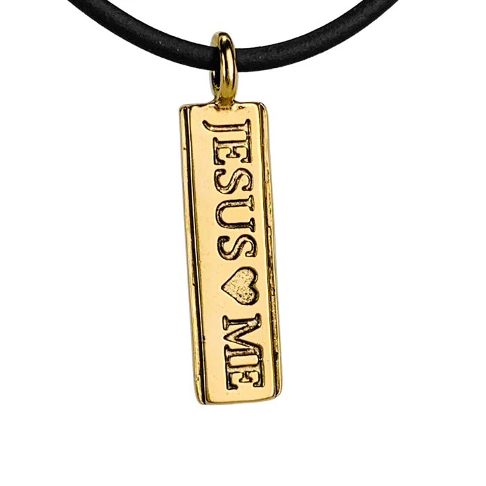 Ladies simple gold necklaces-Jesus Loves Me Gold Necklace