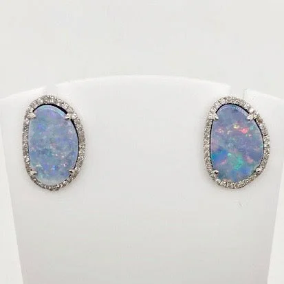 Ladies ear cuffs-Opal and Diamond Gold Earrings