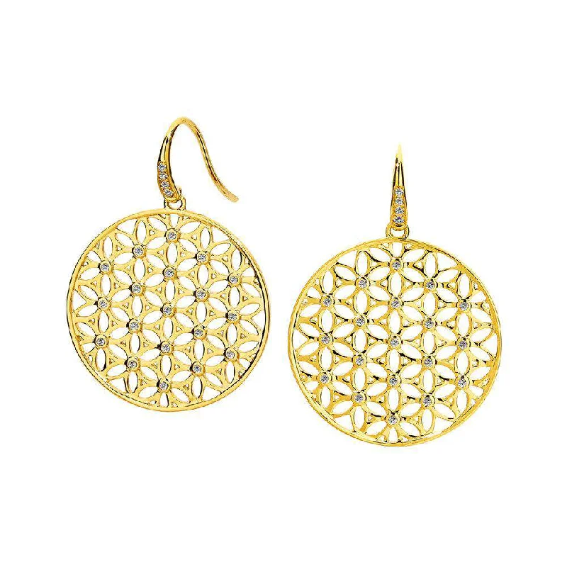 Ladies wedding earrings-Gold Flower of Life Earrings