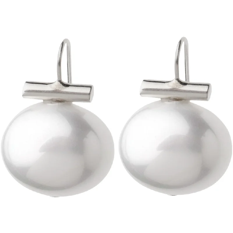 Ladies modern earrings-White Pearl Drop