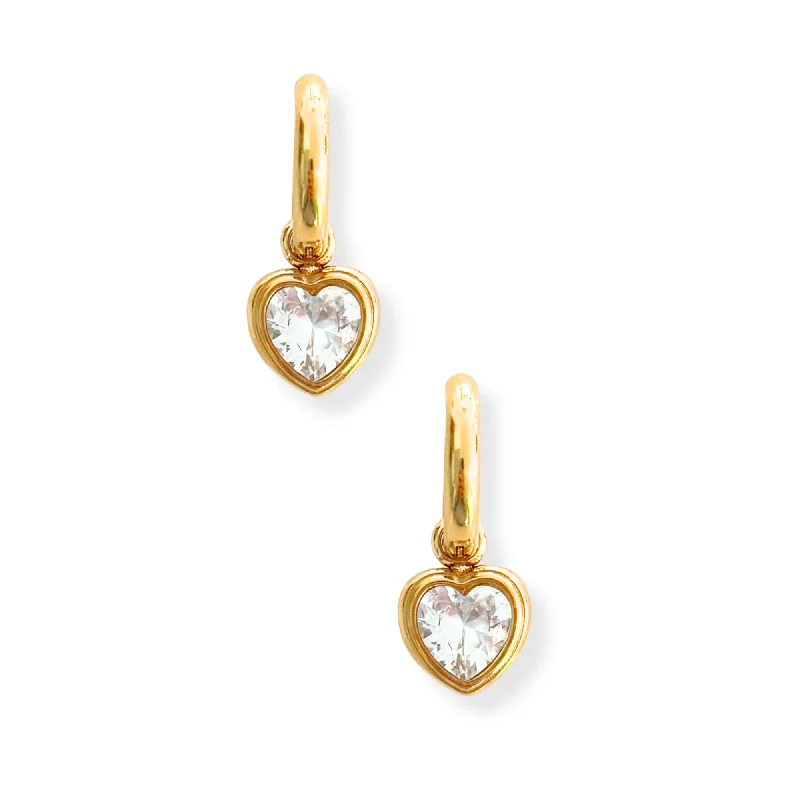 Ladies trendy earrings-Heart Charm Huggie Hoop Earing