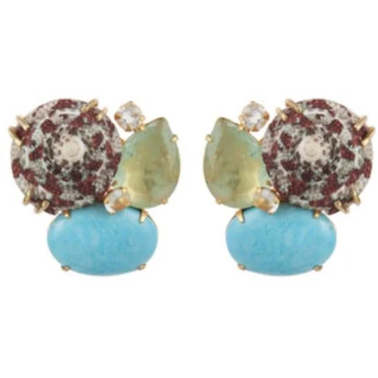 Ladies sapphire earrings-Turquoise shell