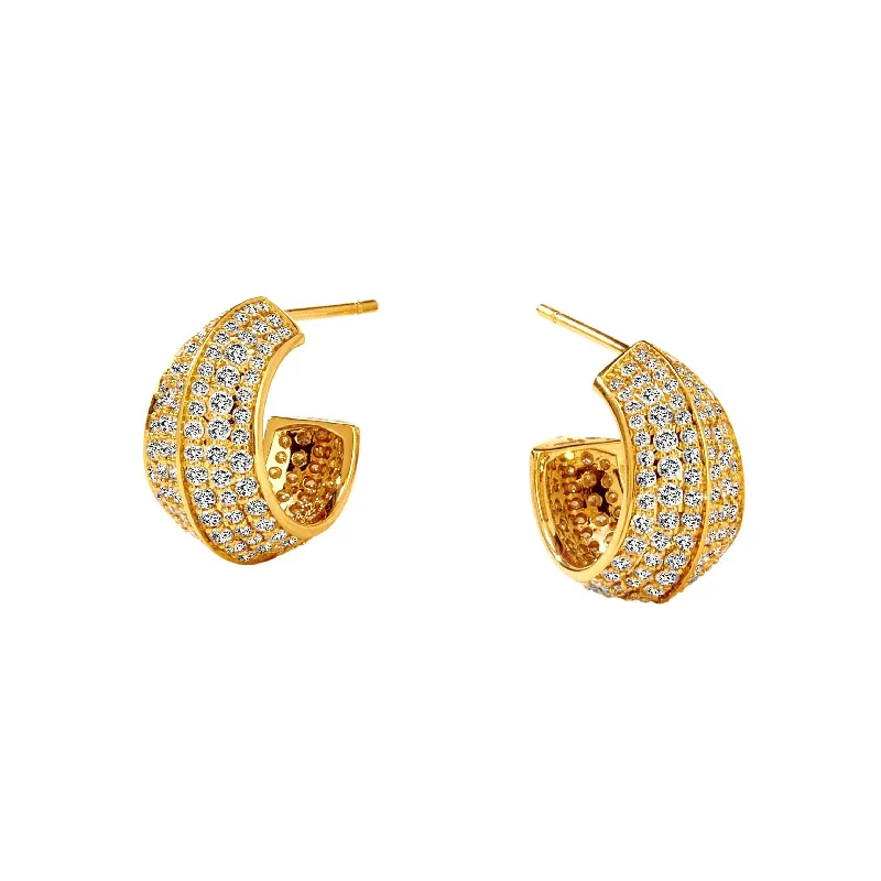 Ladies tribal earrings-Diamond Pave Hoops