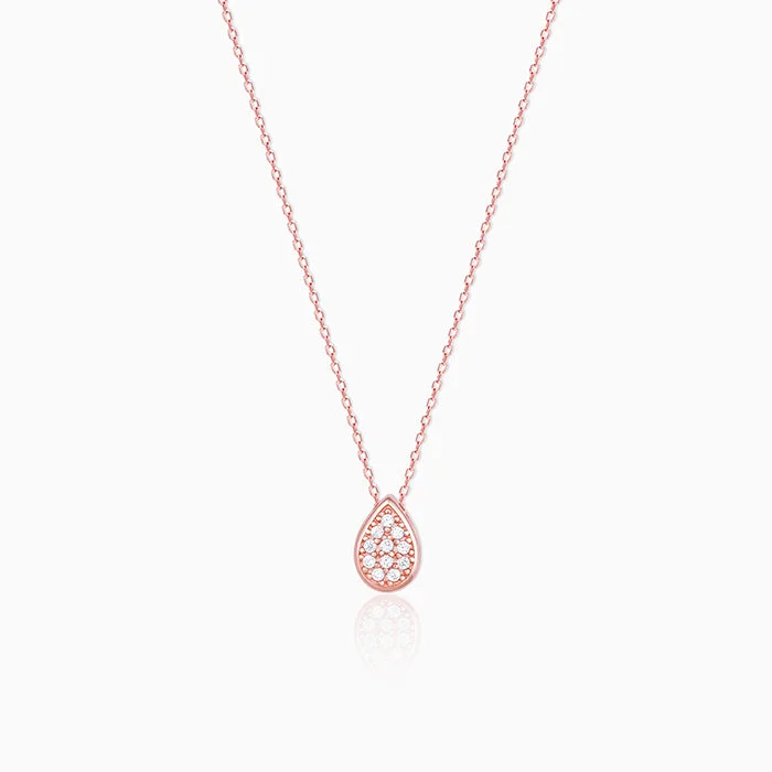 Ladies twisted chain necklaces-Rose Gold Studded Swayer Necklace