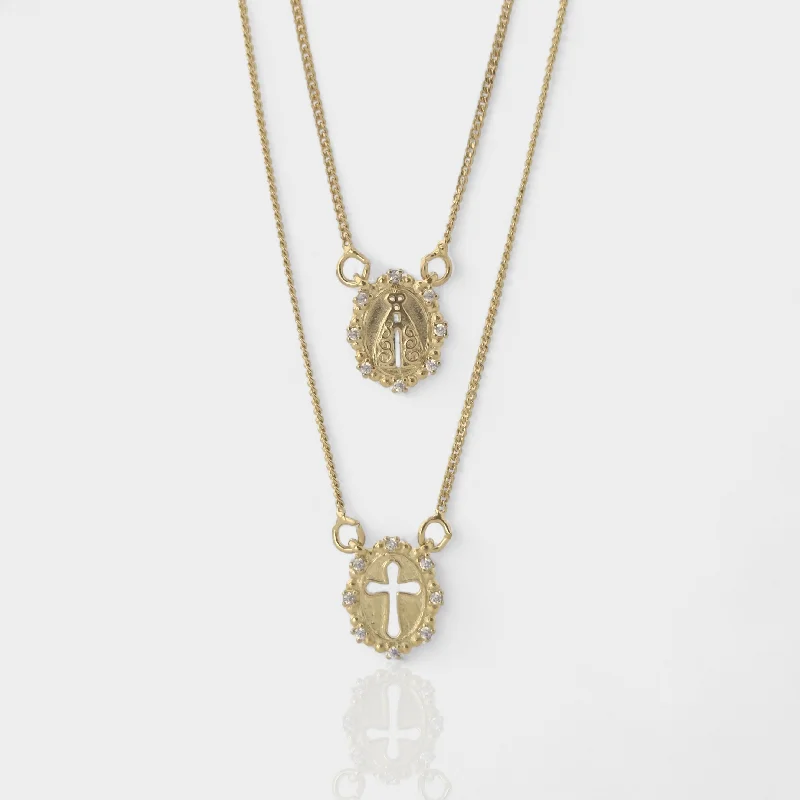 Ladies gold chain necklaces-VIRGIN MARY SCAPULAR