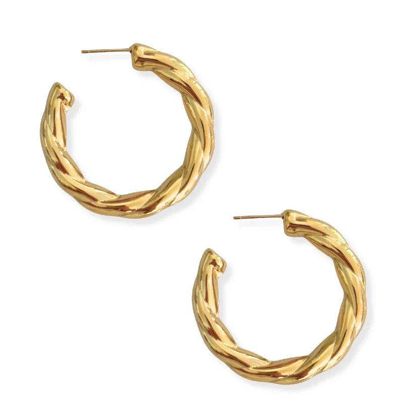 Ladies fancy earrings-Large Twisted Hoop Earring