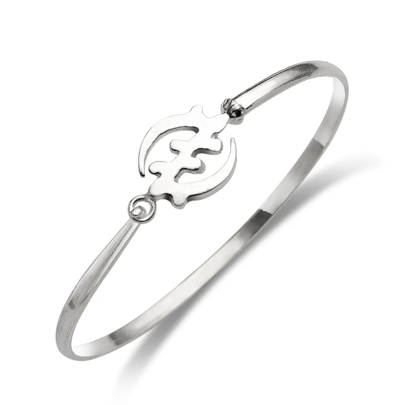 Gye Nyame .925 Sterling Silver Hook Bangle, 1 piece