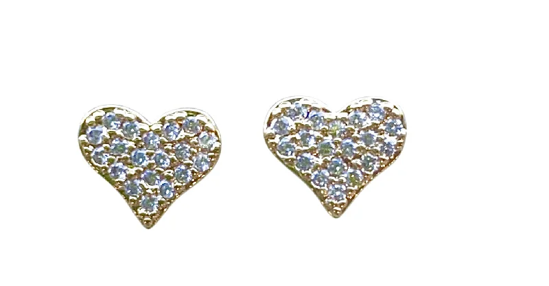 Ladies gold earrings-Puffy Heart Stud