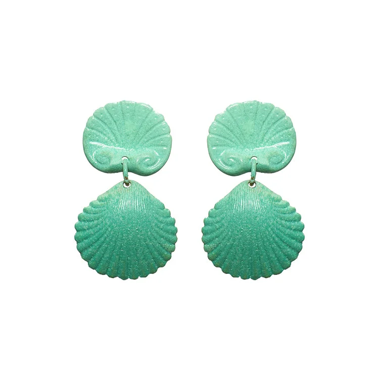 Ladies classic earrings-Aqua Coquille Earrings