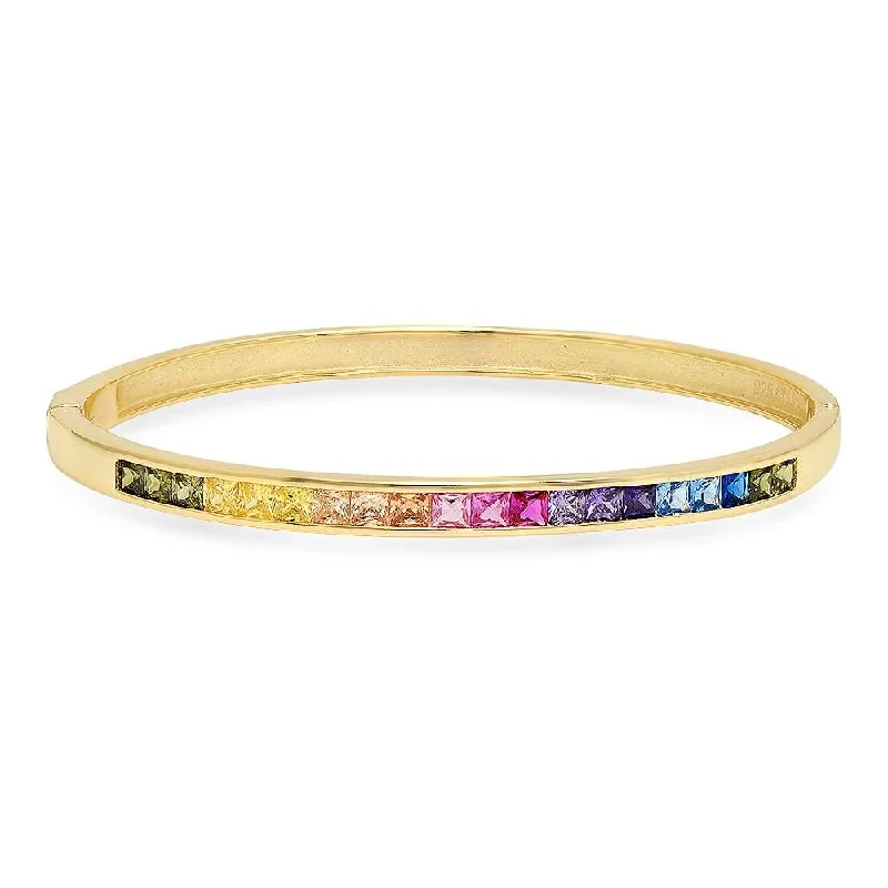 RAINBOW CHANNEL SET BANGLE, GOLD