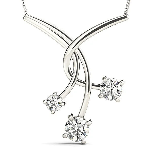 Ladies statement necklaces-1.00 ctw Graduated Diamond Three Stone Necklace Pendant