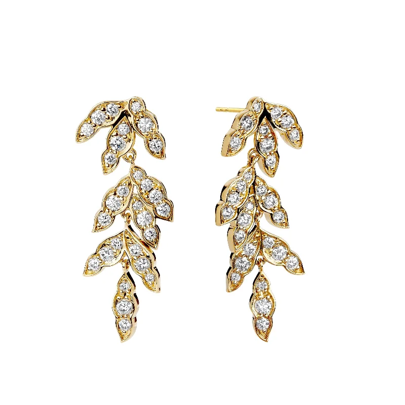 Ladies adjustable earrings-Diamond Vine Drop Earrings