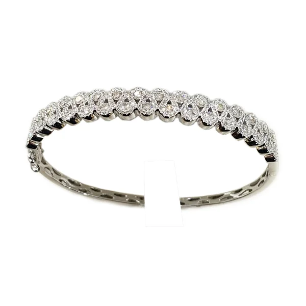 14k White Gold Diamond Bangle