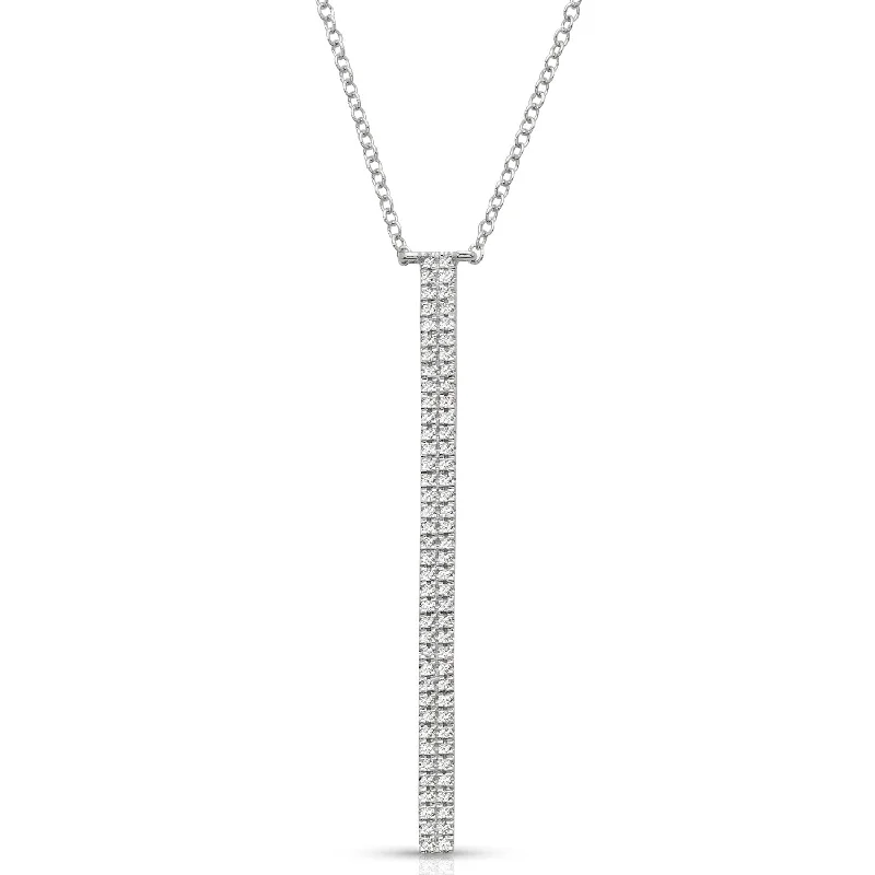 Ladies friendship pendant necklaces-Double Row Pave Set 0.20 ctw Diamond Necklace Pendant