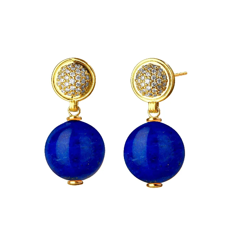 Ladies designer earrings-Lapis Bead Earrings